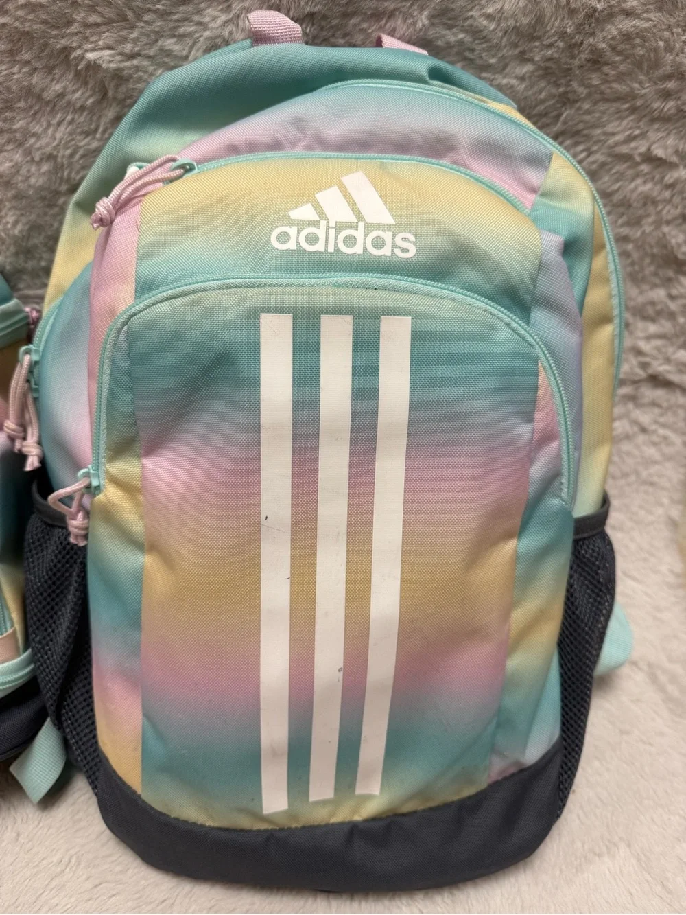 adidas Pastel Rainbow Gradient Backpack and Lunch bag set- Mint, Pink, Yellow - Picture 3 of 16